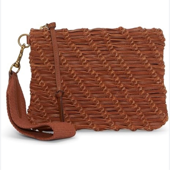 Lucky Brand Woven Genuine Leather Wristlet Handbag Brown NWT $88 Retail - Picture 1 of 11
